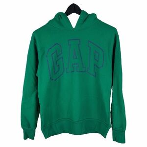 Women’s Y2K GAP Arch Logo Spellout Green Sherpa Hood Hoodie Size S